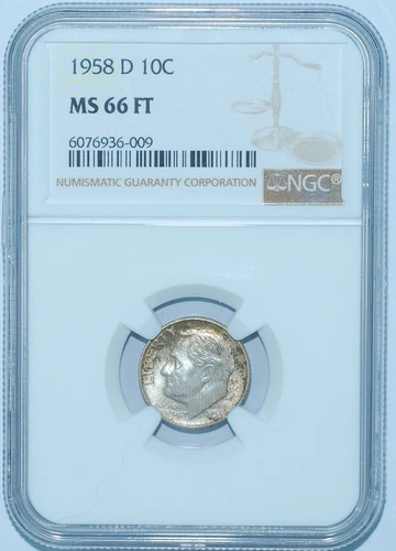 1958 D NGC MS66FT Full Torch Roosevelt Dime
