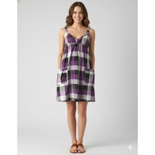 Urban Outfitters Silence + Noise Purple Black White Gingham Plaid Mini Dress S