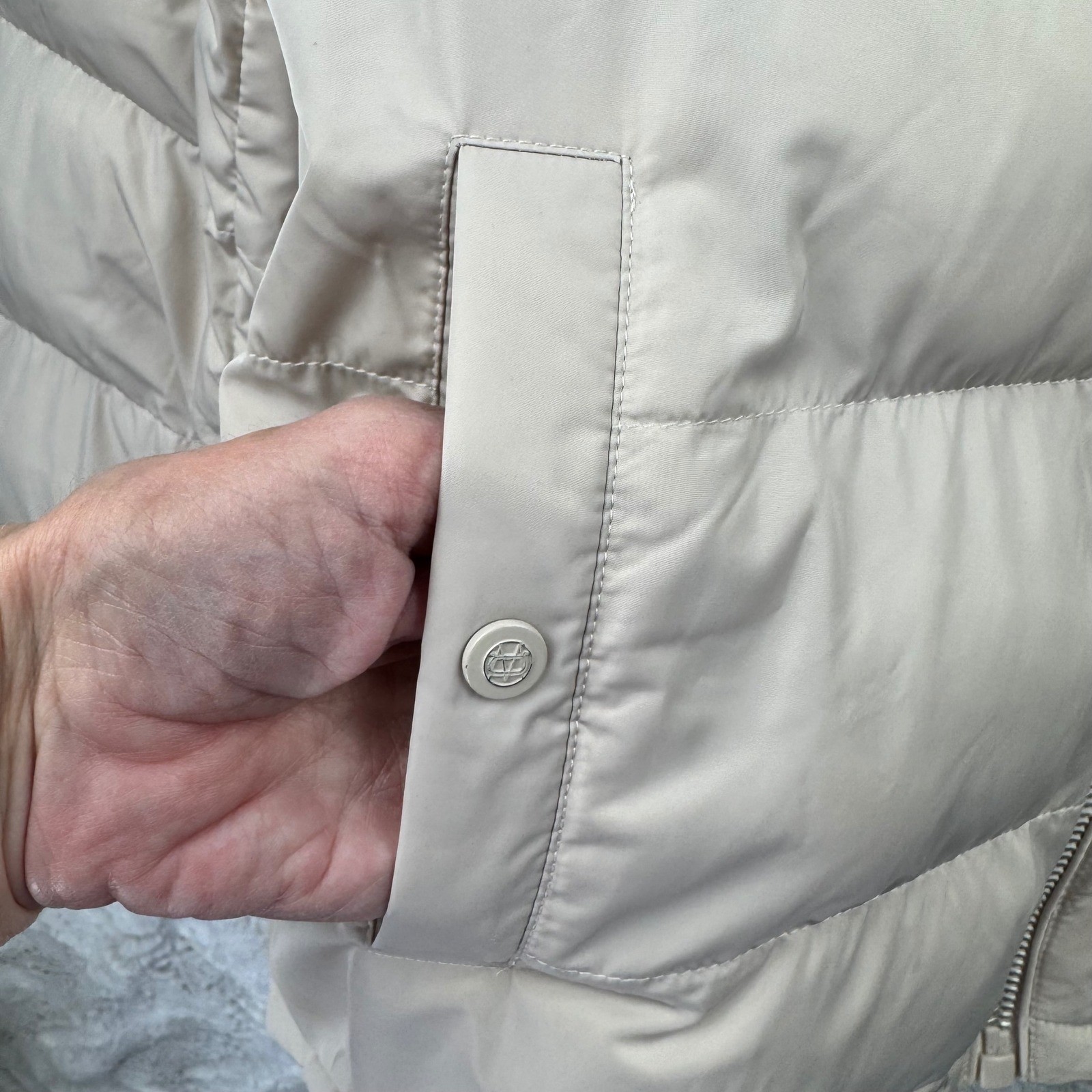 Massimo Dutti Puffer Jacket Small Womens Ivory Water Repellent Quilted Zip Up thumbnail 10