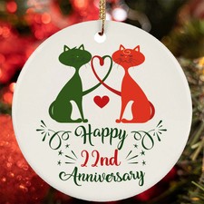 Happy 22nd Anniversary Ornament Funny Cat Couple 22 Year Wedding Christmas Gift