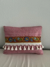 LAST 1 Accent Pillow Pierre Deux Red Blue Yellow Chloe French Country Toile