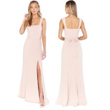 Show Me Your Mumu Paris Gown Dress Sz Medium Dusty Blush Stretch Crepe Hem Slit