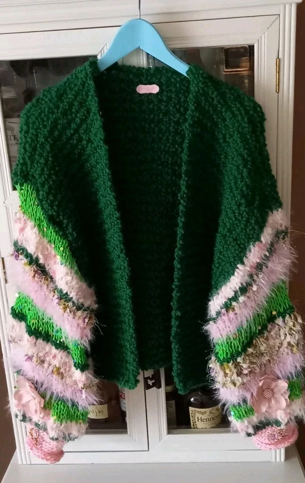 Strickjacke Oversitze Hippi Boho Impressionen Unikat  - Bild 1 von 4