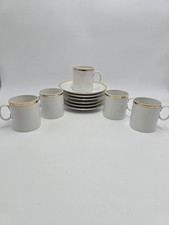 Thomas Germany Medallion Gold Band Coffee Cups Saucers 11pc Set Vintage Retro