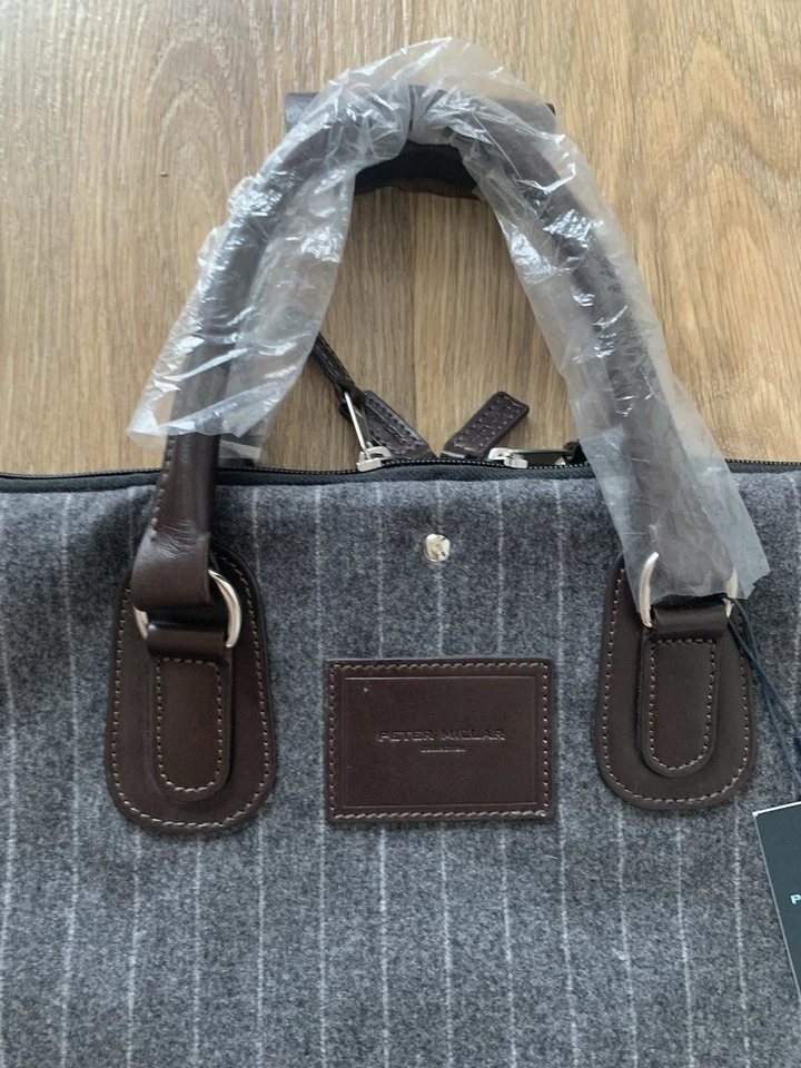 Bolsa de equipaje para ropa Peter Millar de lana gris a rayas nueva rara - 42 pulgadas de largo Foto 4 de 4