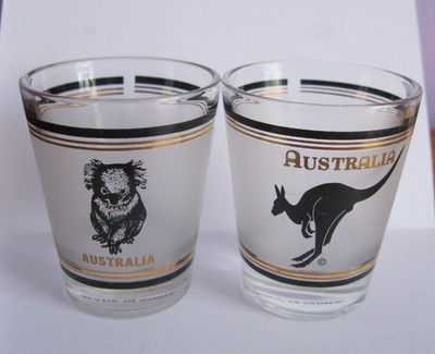 Schnapsglas x2, Australien Souvenir Set, Känguru & Koalabär, Paar Gläser