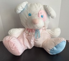 Fisher Price Puffalump Puppy Dog Nylon Plush 1356 1988 Pastel Baby Rattle 10"