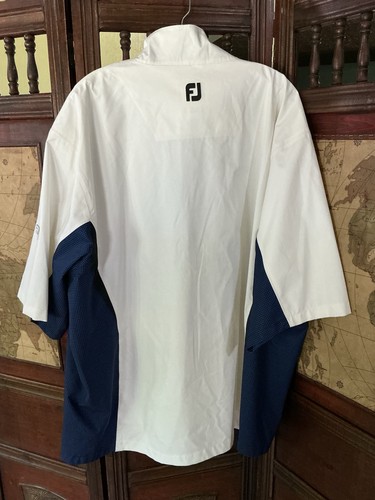 FootJoy Dryjoys Hydrolite 1/4 Zip Windbreaker Jacket Mens 2XL White Blue Golf - Picture 4 of 6