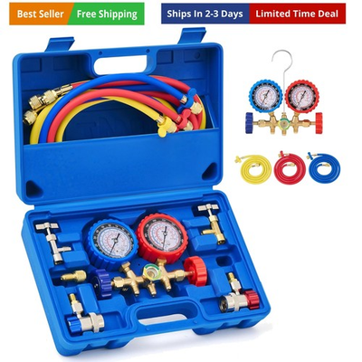 #ad AC Gauges AC Manifold Gauge Set for R134a R12 R502 Refrigerant 3 Way Car wi... $99.89