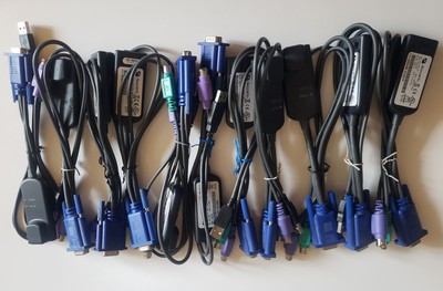 Lot of 11 Pieces Vertiv Avocent DSAVIQ-PS2M KVM cable, VGA, RJ45, USB, 2xPS/2