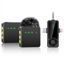 3-in-1 Wireless Microphone for iPhone/Android/Camera with Noise Cancellation,...