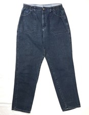 Vintage Lee High Waist Elastic Side Mom Jeans Dark Wash Patch Pocket Denim SZ 30