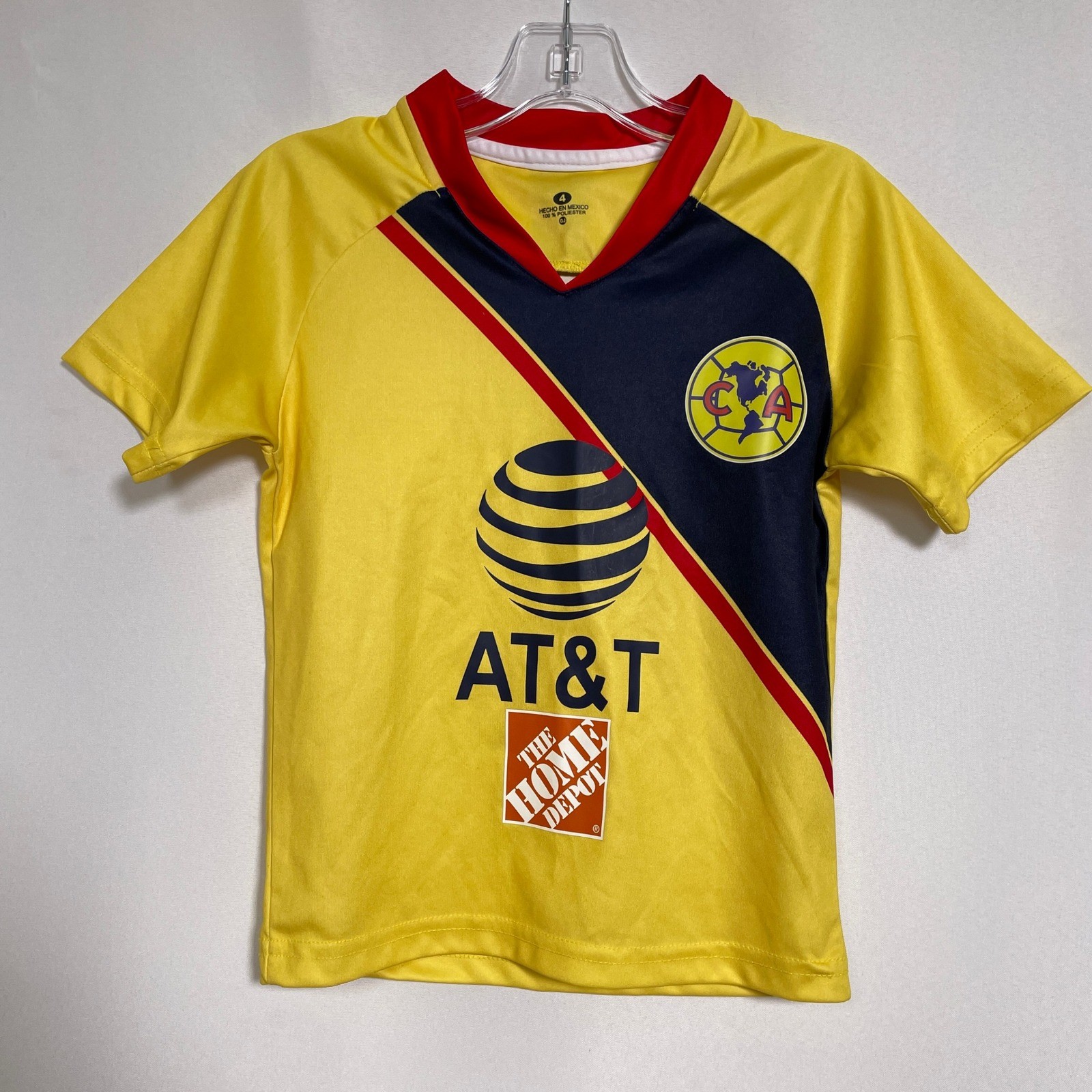 Club America 2018/19 Yellow Navy Blue Home Soccer Jersey Youth Sz 4