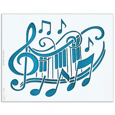 Music Stencil - Treble Clef Piano Notes 10 Mil Mylar Wall Art Reusable Template