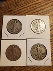 Lot of 4 Walking Liberty Half Dollars 90% Silver !
