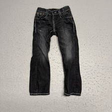 True Religion Kids Ricky Relax Straight Jeans Size 5 Black Thick Stitch