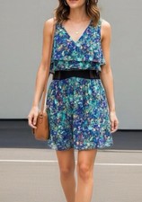 Princess Vera Wang Sleeveless Floral Dress w/ Mesh Stomach Panel Juniors Size 0