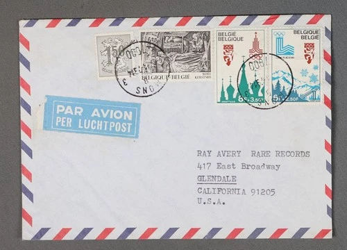 Mayfairstamps Belgium 1980 Pair Lake Placid Olympics to Glendale CA Cover ccb_19