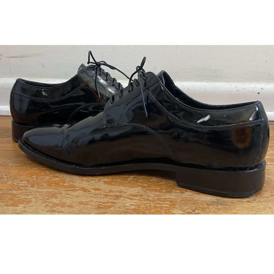 Vintage Mens Cole Haan Dress Shoes Size 11 Black Patent Leather Lace Up Derby  C - Image 4 of 4