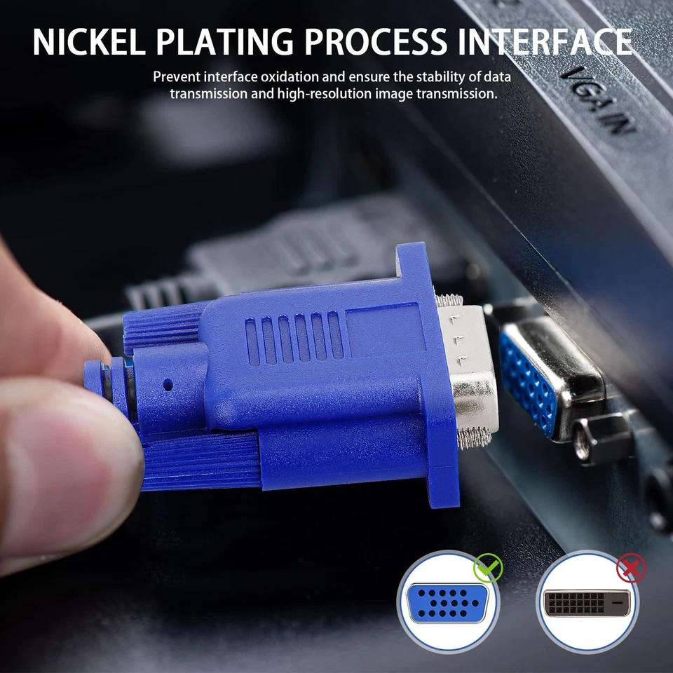 VGA Splitter Cable (No Screen Extension) 1 Male to 2 Male Dual Monitor Y Adapter - Image 2 of 4