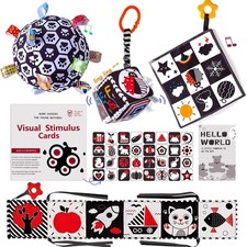Black and White Sensory Toys for Babies, Montessori High Contrast Newborn Toy...