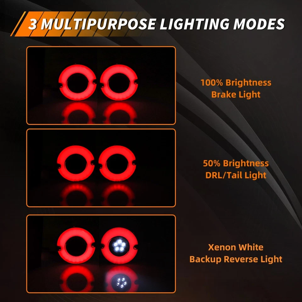 4X Smoked Red LED Rear Tail Light & White Backup Lamps For 1975-1979 Corvette C3 - Image 3 of 4