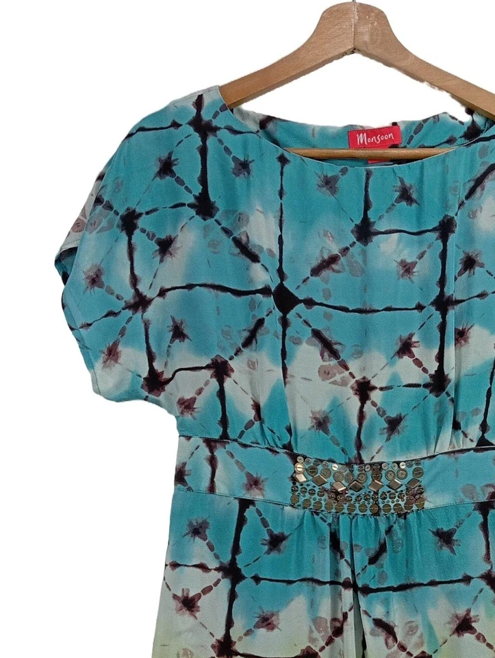 MONSOON Vestido de Verano Mujeres Vestido Talla EU 38 azul look casual - Imagen 3 de 4