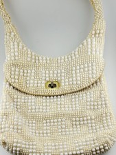 VTG MCM John Wind Cream Faux Pearl Beaded Candy Dot Purse