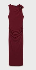 Mango Draped Purple Dress with Jewel Detail Maxi Dress Size Small Brand New