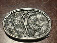 Vintage 1983 Bergamot Brass Works Deer Belt Buckle G-146 - Buck Running