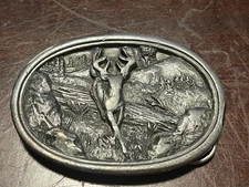 Vintage 1983 Bergamot Brass Works Deer Belt Buckle G-146 - Buck Running