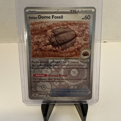 Pokemon 151 Antique Dome Fossil Reverse Foil Card - 152/165 Collector's Edition