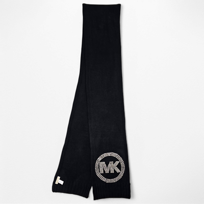 Michael Kors Knit Scarf Beanie 2 Piece Set Black White MK  display picture 3