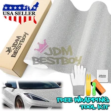 Premium Ultra Diamond Glitter Matte Silver Car Vinyl Wrap Sticker Decal Sheet