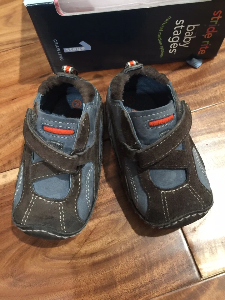 ZAPATOS INFORMALES STRIDE RITE BEBÉ NIÑO TALLA 3MW CHARLIE H&L ETAPA 1 CENIZA USADOS EN EXCELENTE ESTADO Foto 3 de 3