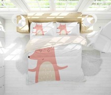 3D Fox Hearts Cartoon Pink Quilt Cover Set Duvet Cover Bedding Pillowcases