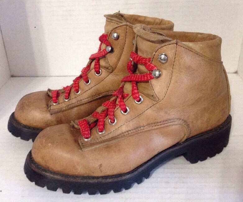 Bottes De Randonnée Vintage En Cuir - Semelle VIBRAM - Taille Approx. Femme 5.5 / Homme 4 - Style 1405s