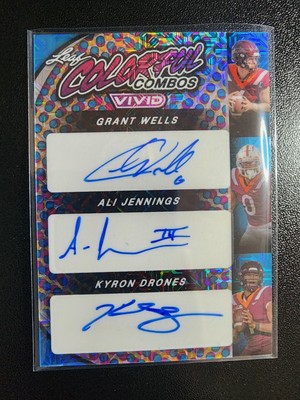 WELLS JENNINGS KYRON DRONES 2024 Leaf Vivid Colorful Combos Triple Auto #1/1