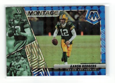 AARON RODGERS #M-8 /99 2022 PANINI MOSAIC PACKERS MONTAGE BLUE SP