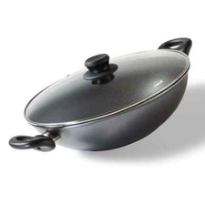 Stoneline 32cm Wok Grigio Padella Induzione Antiaderente + Coperchio Iiwahl 8135