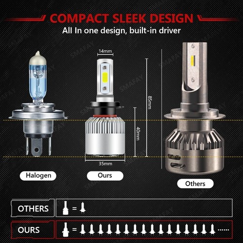 H7+H11+H11 Combo LED Headlight Fog Light Bulbs Kit For Ford Fusion 2006-2017 - Picture 9 of 12