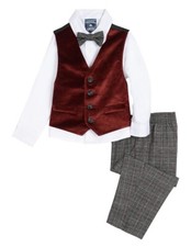 NWT Nautica Toddler Reg. Fit 4 Pc Velvet Vest Bow Tie Pant Set 24 M