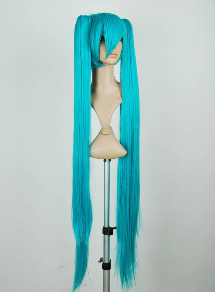 40" Vocaloid Hatsune Miku Anime Costume Cosplay Wigs w/2 Ponytails Straight Hair - Image 2 of 3