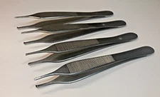 Lot of 4 Jarit 130-255 Ewald (Hudson) Dressing Forceps 4⅞" (124mm), 1 x 2 teeth
