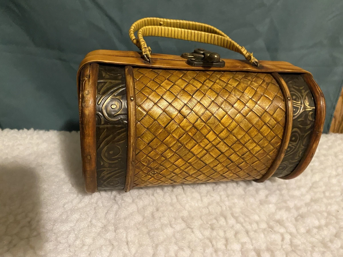 Vintage Unusual Wood Cylinder Purse | eBay