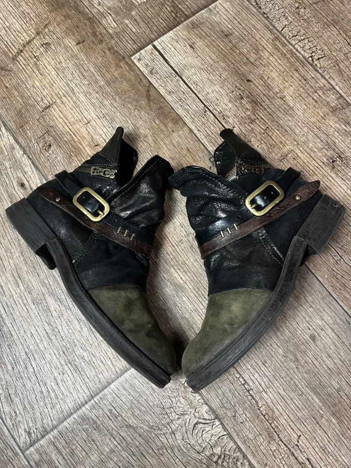 Botas italianas de cuero de motociclista A.S.98 Airstep Ancle cremallera EU 39 US 8.5-9 UK 6 Foto 2 de 4