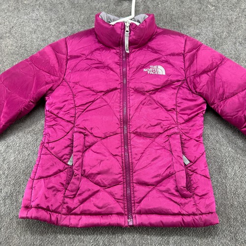 North Face Jacket Youth Girls Small Pink Puffer Full Zip Quilted Lined Down 550 - Picture 4 of 14