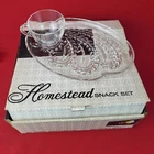 Vintage 8 Pc. Homestead Snack Set - Federal Glass Co. (4 Plates & 4 Cups) w/ box