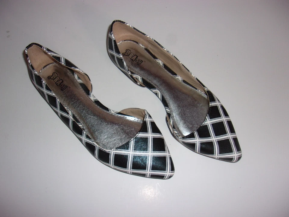NEW BRASH Women's Black & White Pointed Toe Cut Out Slip On Flats SIZE 8.5 - Image 3 of 4