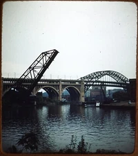 Detroit Superior Bridge Cuyahoga River Cleveland OH - 1950s Stereo Realist slide